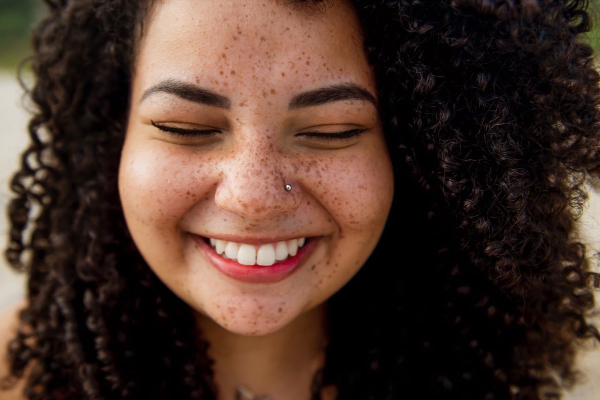 teenage girl laughing