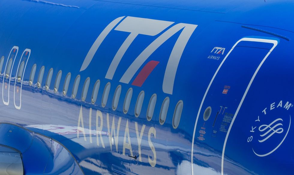 A close up of an ITA Airways plane