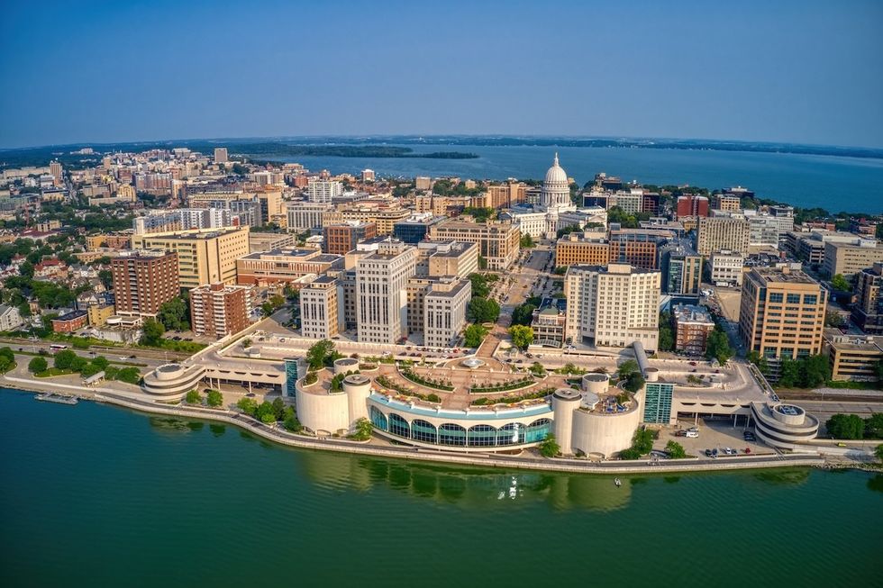 aerial view of downtown Madison, Wisconsin