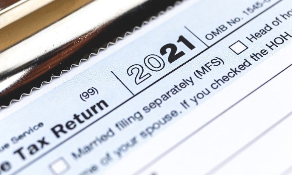 closeup of a 2021 tax return