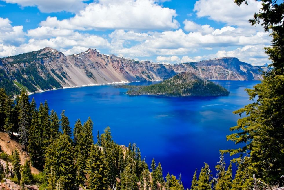 Crater lake national park on a summer day