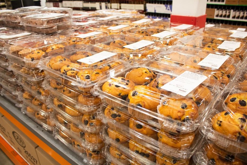 display of Kirkland blueberry muffins at Costco