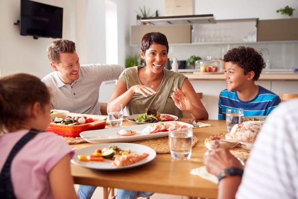 family having dinner