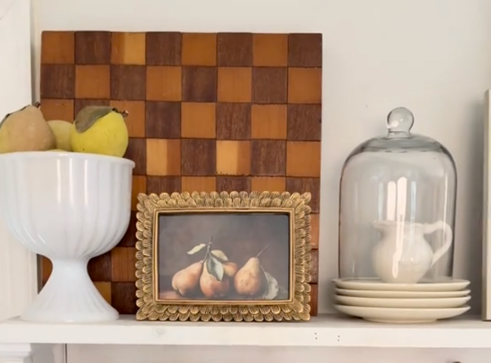 kitchen shelf with vintage finds