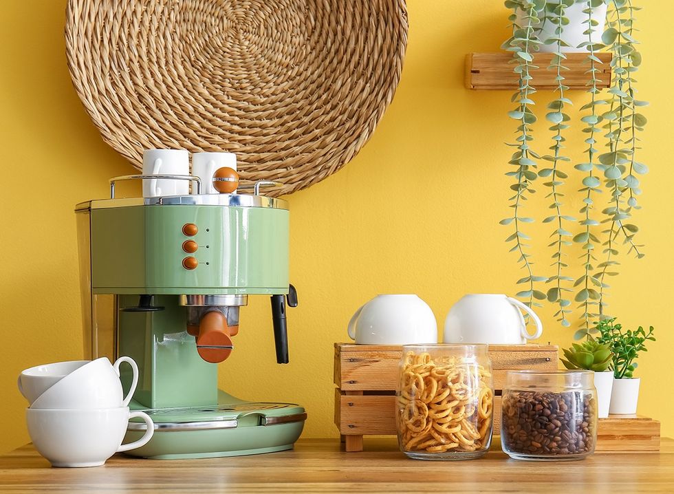 Mini coffee station in a bedroom