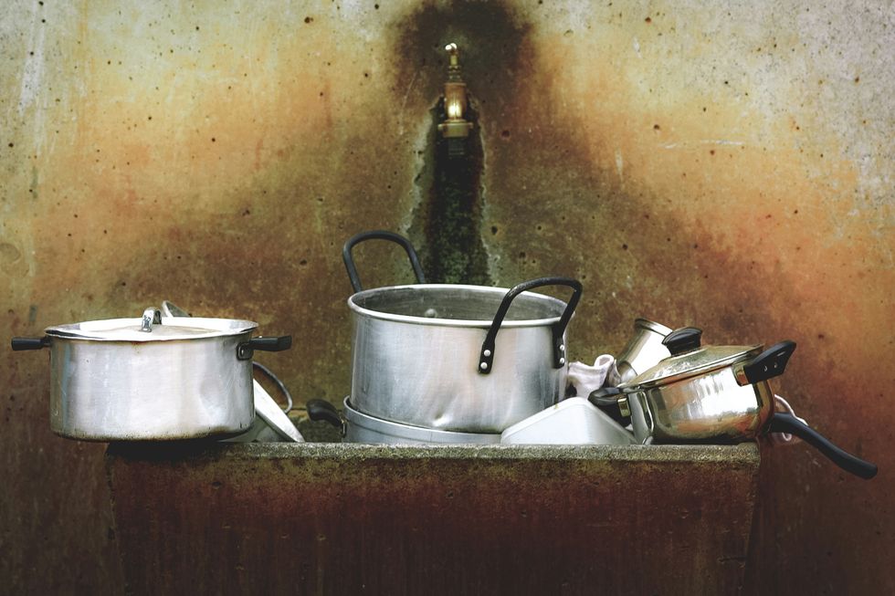 old pots and pans ready for spring cleaning