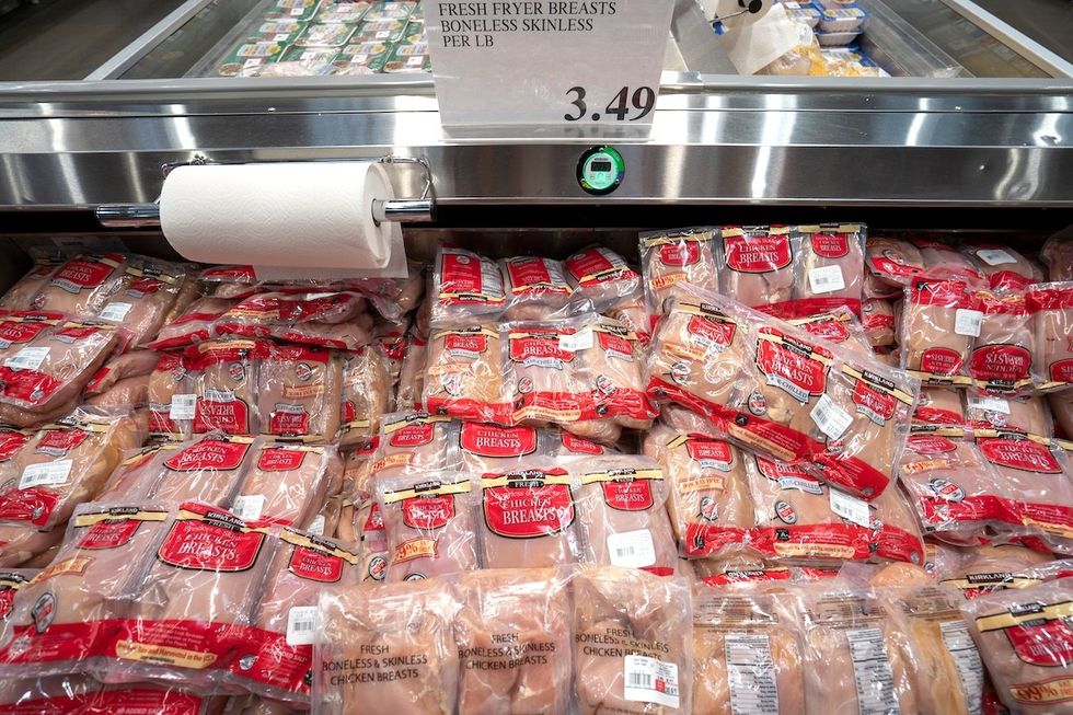 refrigerator full of Kirkland chicken breasts at Costco