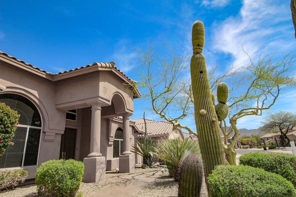 Southwest-style home with cacti in Scottsdale, Arizona