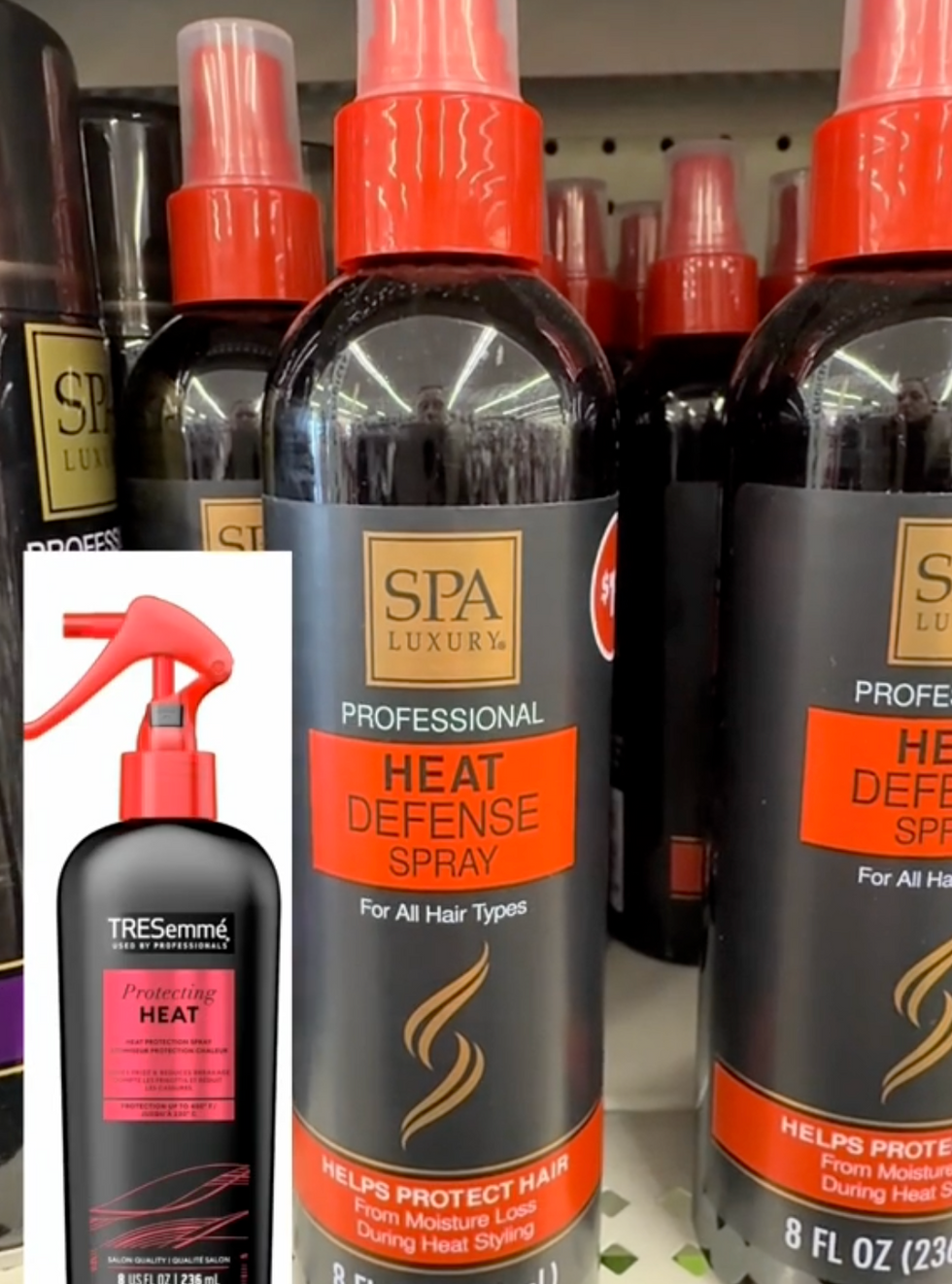 Spa Luxury heat defense hair spray at Dollar Tree