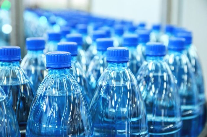 Water bottles at a factory