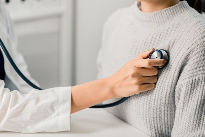 Woman having heart checked