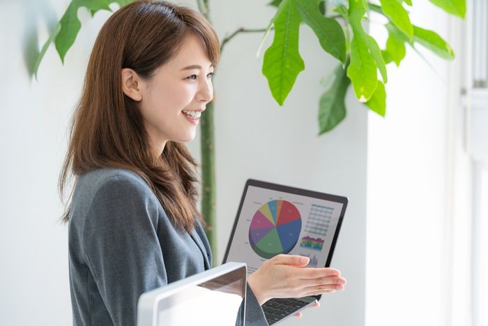 woman making business presentation