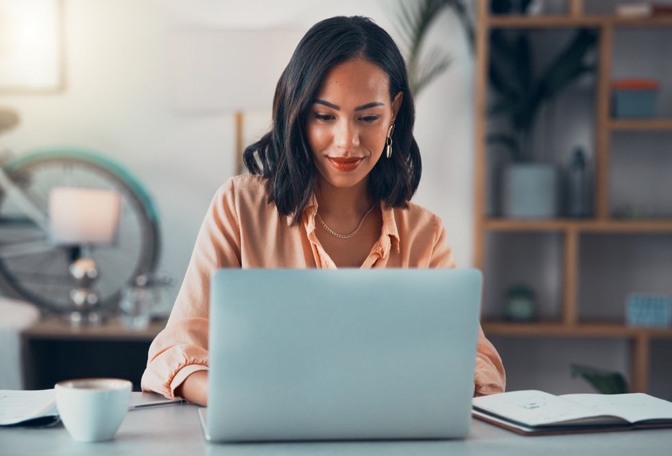 Woman working on laptop