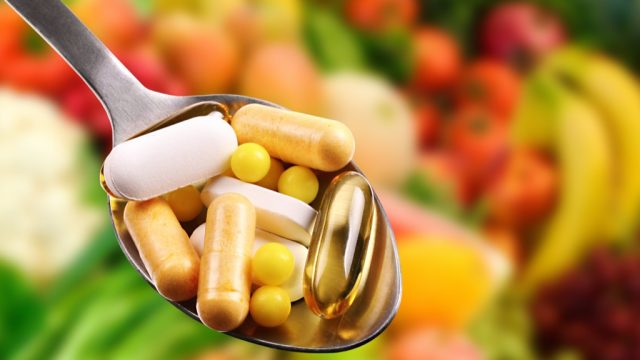vitamins on a spoon, vitamin, supplements