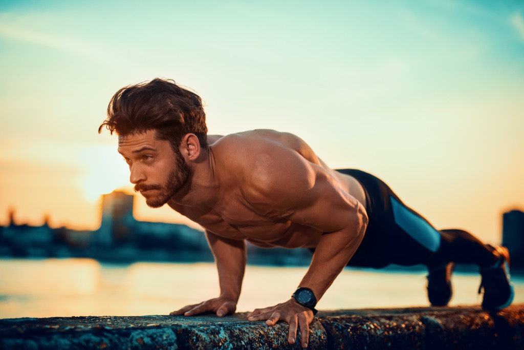 Exercise, push up build muscle