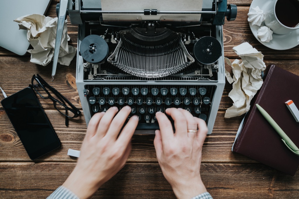 Side hustle writing typewriter