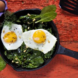 Eggs on spinach, over 40