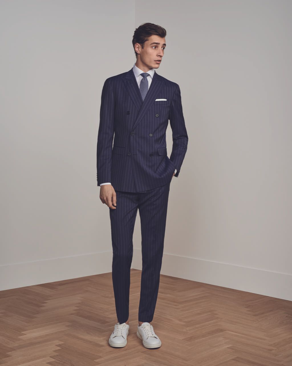 tommy hilfiger blue pinstripe suit