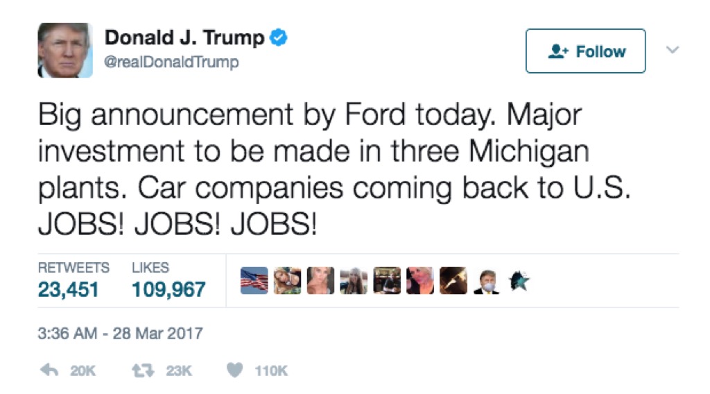 president trump's tweets jobs jobs jobs