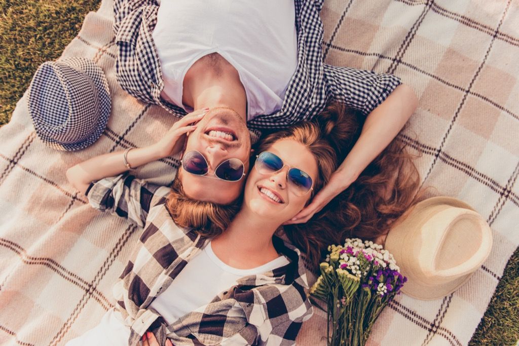 Young Couple Picnic Blanket