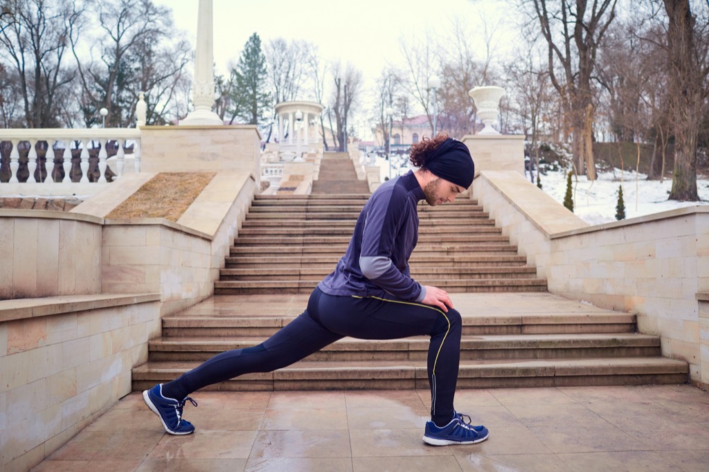Man lunging outdoors reduce stress