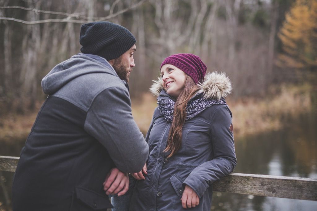 Couple outside women