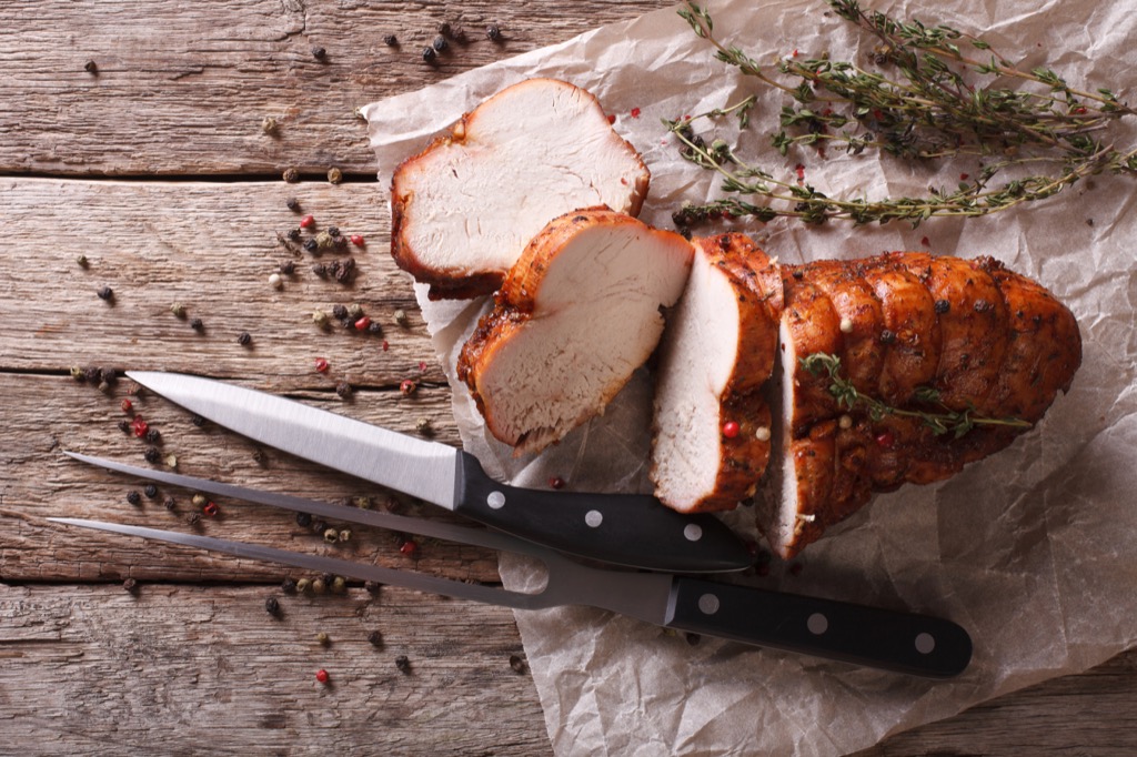 Roast turkey breast, healthy foods, calm under pressure
