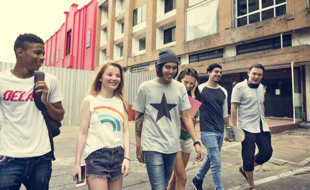teens walking together