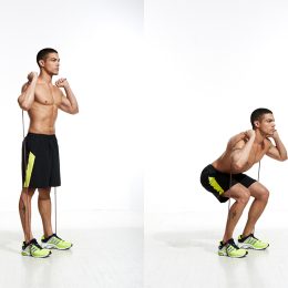 Band workout, squat, full-body workout