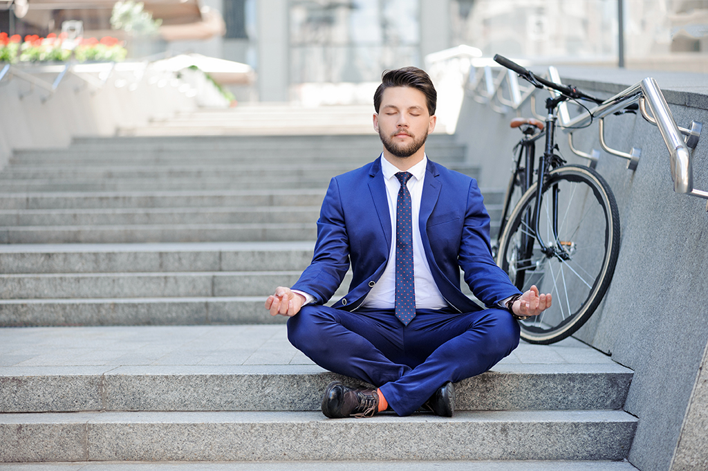 Business Man Meditating Weight Loss Secrets