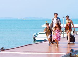 family of four on vacation in the maldives, parenting is harder