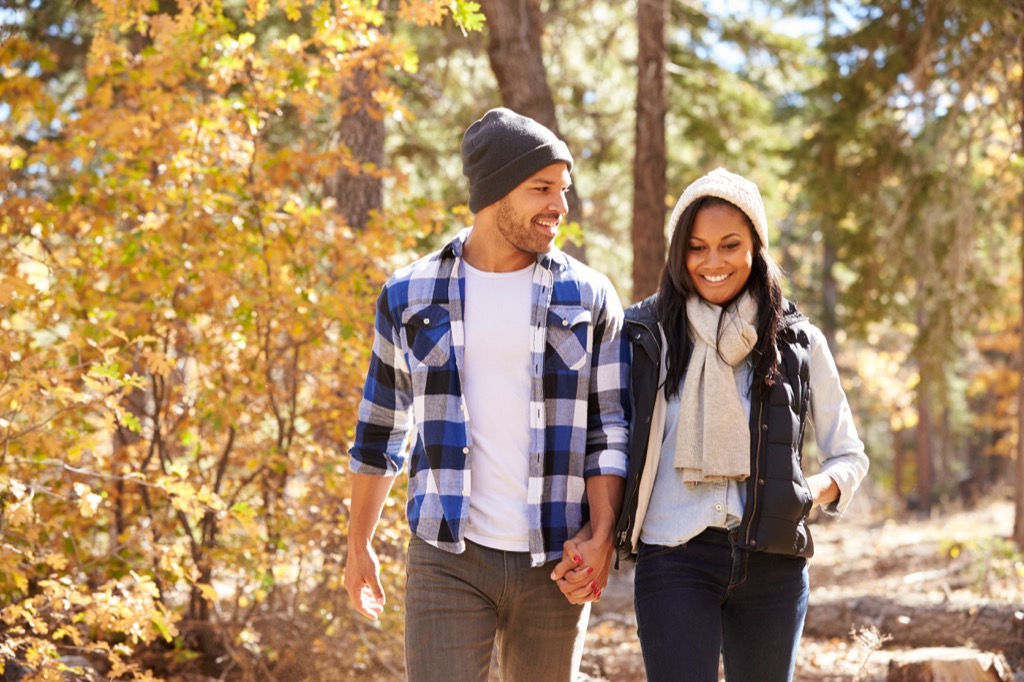 Couple Walking in Woods Mindfulness