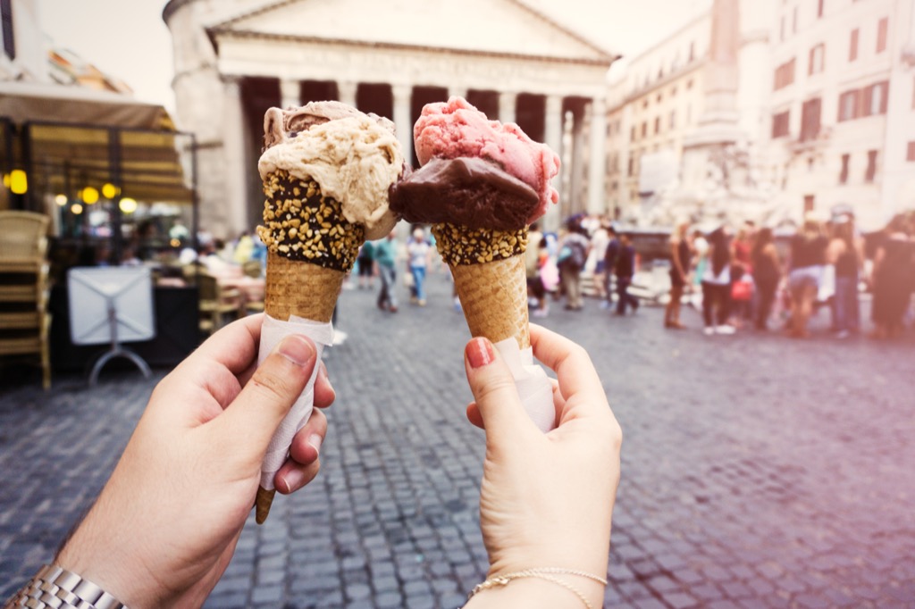 Close up on ice cream cones