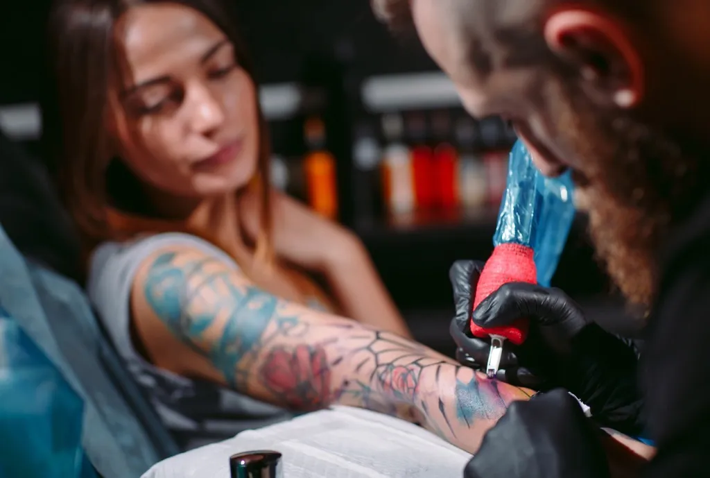 Woman Getting Tattoo Summer