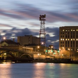 Rockford, Illinois bridge at night