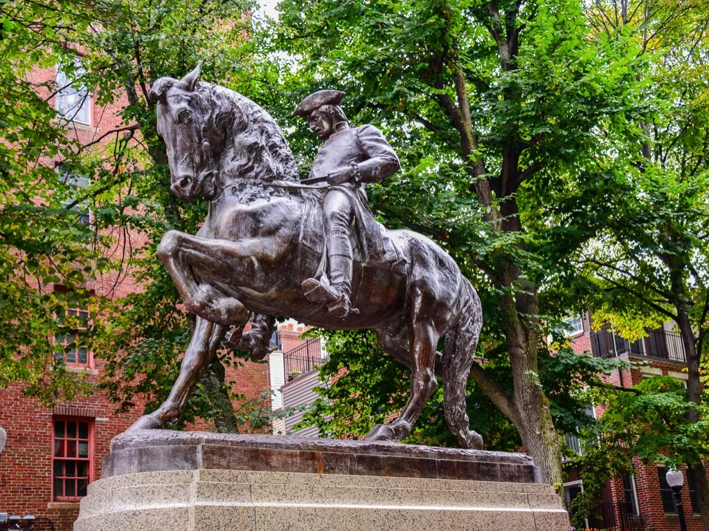 a statue of paul revere - american myths