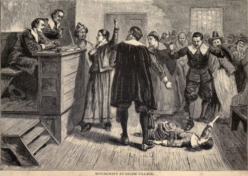 Sketch of Salem Witch Trials scene
