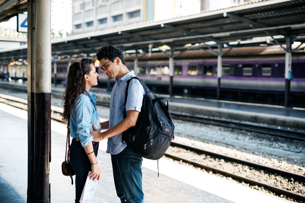 couple on date public transit, train station, better husband