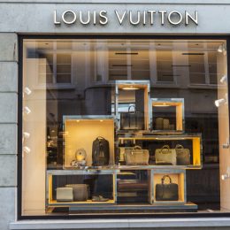 Louis Vuitton store front, representing designer names.