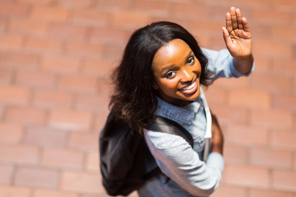 Woman Waving Slang Terms