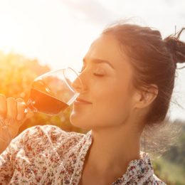 Woman drinking wine