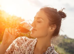 Woman drinking wine