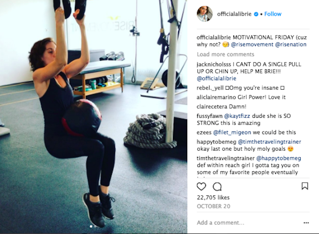 alison brie does pullups on instagram
