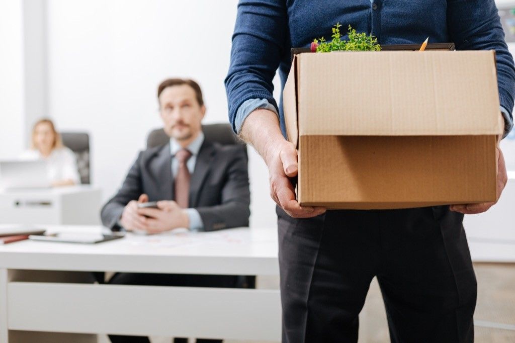 Man leaving office