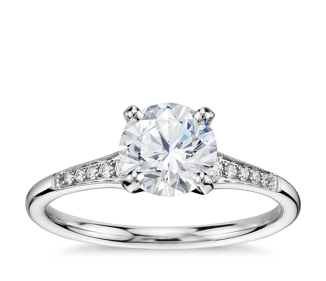 Blue Nile 1 ct. tw. Preset Graduated Milgrain Diamond Engagement Ring in 14k White Gold, one of the best engagement rings.