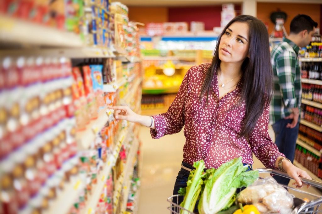 woman shopping at supermarket, stay at home mom