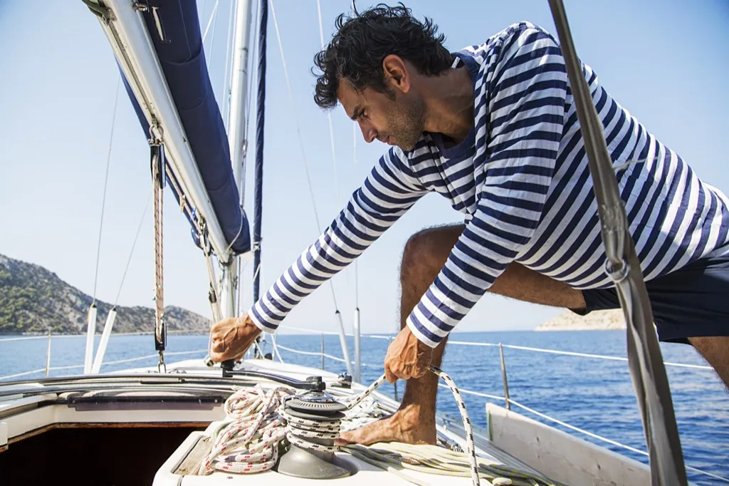 man on a sailboat, swearing will help with stress relief