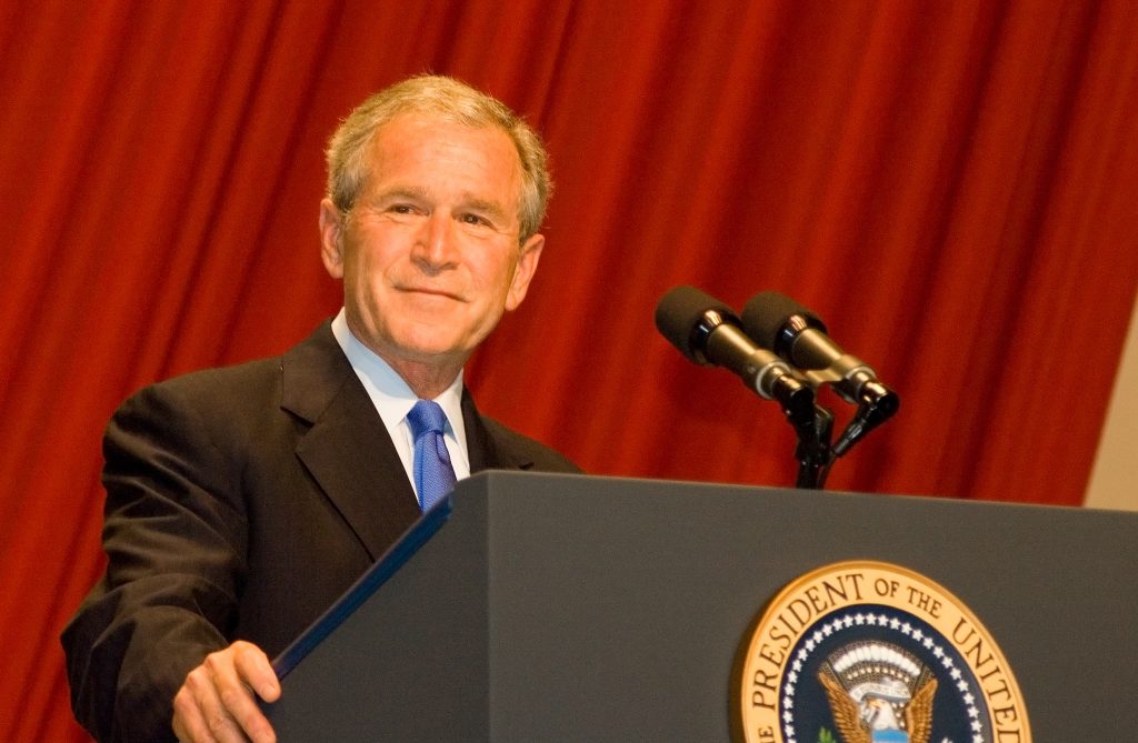 George W. Bush at the podium. 