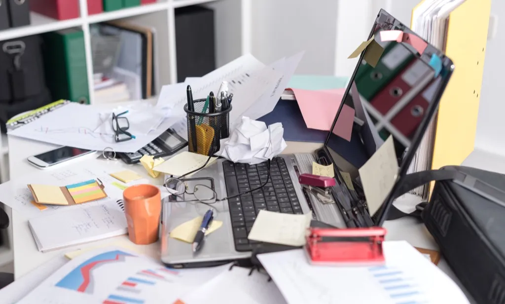being lazy can lead to cluttered work spaces