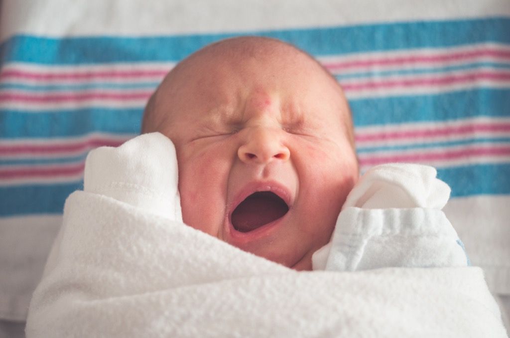 Newborn yawning